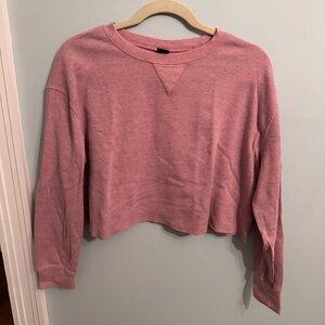 Wild Fable Pink Waffle Knit Long Sleeve Cropped Top